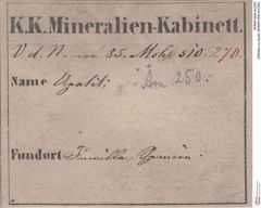 Etiketten zu Apatit (NHMW-MIN-Am250)